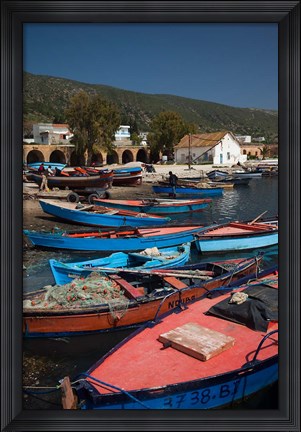 Framed Tunisia, Northern Tunisia, Ghar el-Melh, fishing boat Print