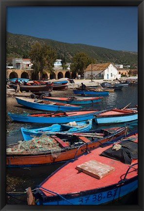 Framed Tunisia, Northern Tunisia, Ghar el-Melh, fishing boat Print