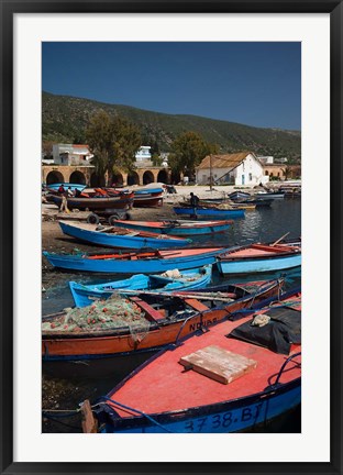 Framed Tunisia, Northern Tunisia, Ghar el-Melh, fishing boat Print