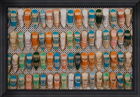 Framed Tunisia, Tunis, Carthage, Market, babouches slippers Print