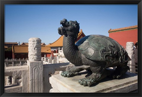 Framed Turtle statue, Chinese symbol, Forbidden City, Beijing Print