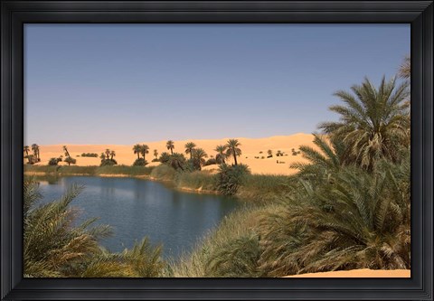 Framed Umm El Ma Lake, Erg Awbari, Sahara Desert, Fezzan, Libya Print