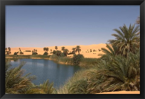 Framed Umm El Ma Lake, Erg Awbari, Sahara Desert, Fezzan, Libya Print