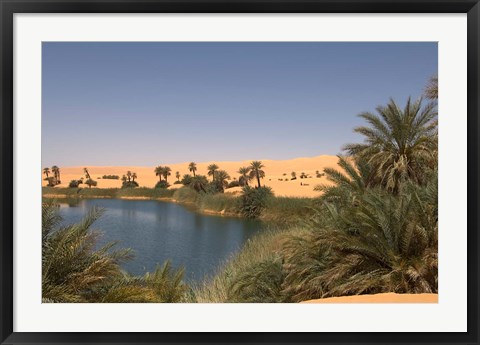 Framed Umm El Ma Lake, Erg Awbari, Sahara Desert, Fezzan, Libya Print