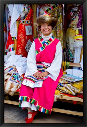 Framed Withtibetan Traditional Clothing Display, Yunnan Province, China Print