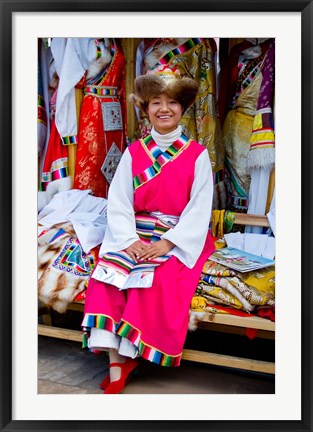 Framed Withtibetan Traditional Clothing Display, Yunnan Province, China Print