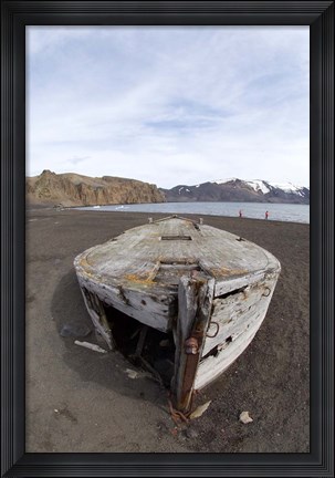 Framed Wooden whaling boat, Deception Island, Antarctica Print