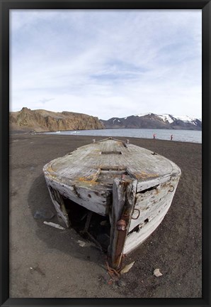 Framed Wooden whaling boat, Deception Island, Antarctica Print