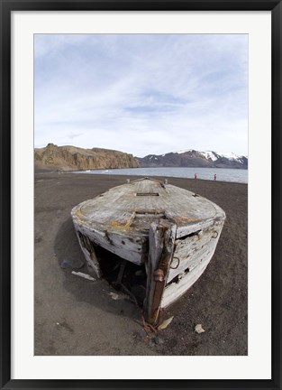 Framed Wooden whaling boat, Deception Island, Antarctica Print