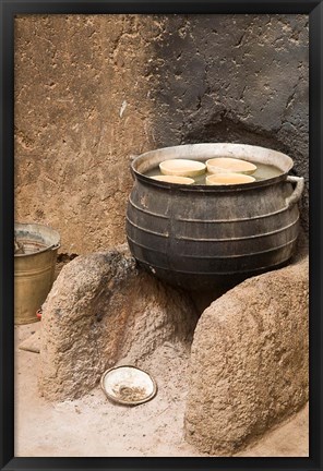 Framed West Africa, Ghana, Nakpa. Pot on stove, mud dwelling Print