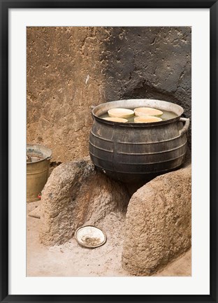 Framed West Africa, Ghana, Nakpa. Pot on stove, mud dwelling Print