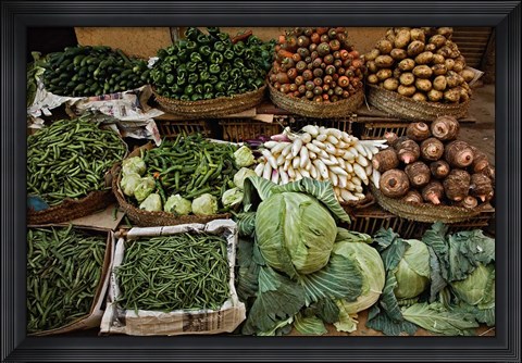 Framed Vegetables for sale, street market, Luxor, Egypt Print