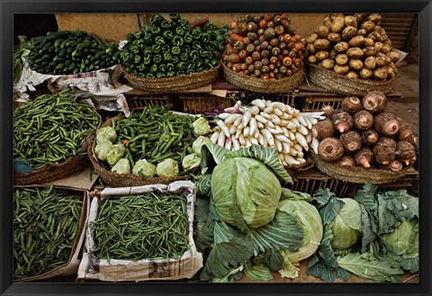 Framed Vegetables for sale, street market, Luxor, Egypt Print