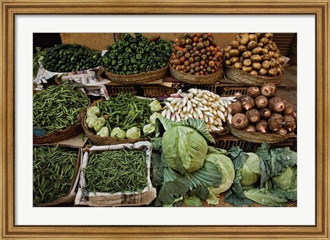 Framed Vegetables for sale, street market, Luxor, Egypt Print