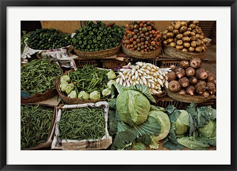 Framed Vegetables for sale, street market, Luxor, Egypt Print