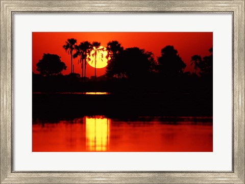Framed Tropical Sunset in North Central Botswana Print