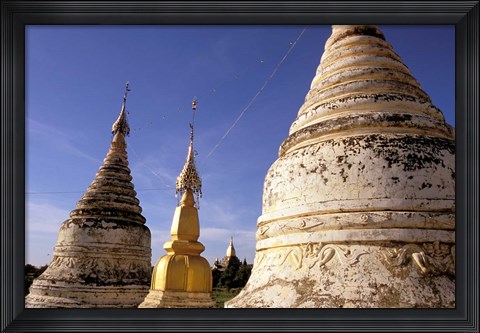 Framed Whitewashed Stupas, Bagan, Myanmar Print