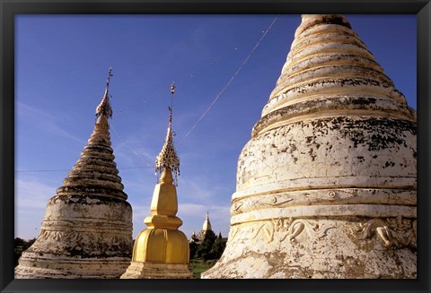 Framed Whitewashed Stupas, Bagan, Myanmar Print