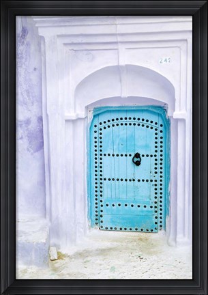 Framed Traditional Moorish-styled Blue Door, Morocco Print