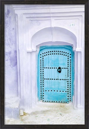 Framed Traditional Moorish-styled Blue Door, Morocco Print