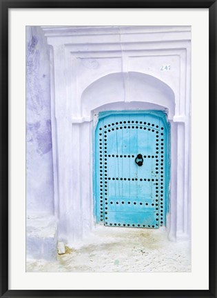 Framed Traditional Moorish-styled Blue Door, Morocco Print