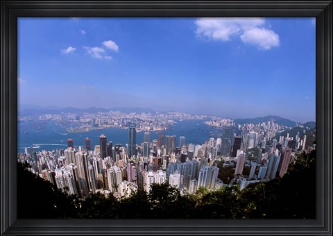 Framed View of City from Victoria Peak, Hong Kong, China Print