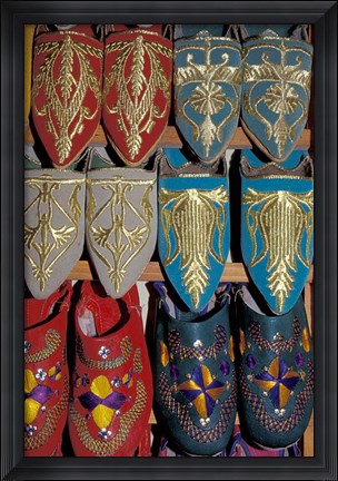 Framed Traditionally Embroidered Babouches, Morocco Print