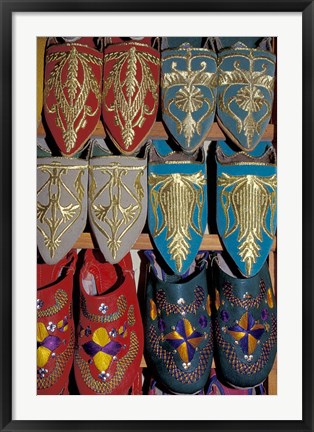 Framed Traditionally Embroidered Babouches, Morocco Print