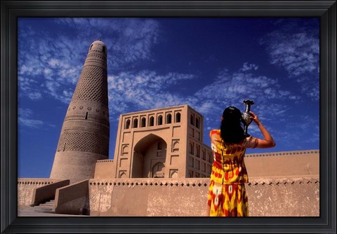 Framed Uighur Girl Carrying Jar, Turpan, Xinjiang Province, Silk Road, China Print