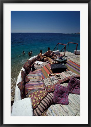 Framed Village Cafe and Terrace on the Red Sea, Egypt Print