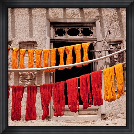 Framed Wool drying textile, Ghazni, Afghanistan Print