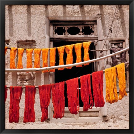 Framed Wool drying textile, Ghazni, Afghanistan Print