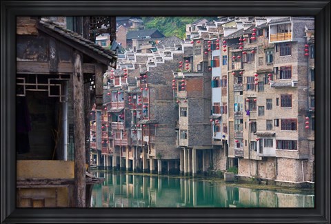 Framed Traditional houses on Wuyang River, Zhenyuan, Guizhou, China Print