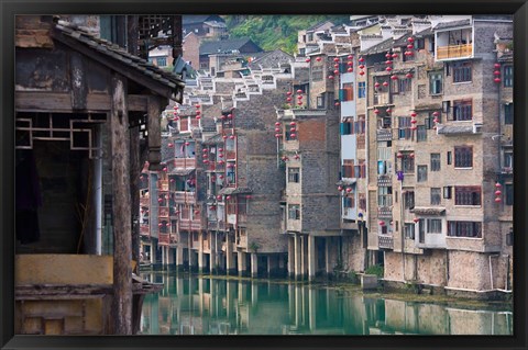 Framed Traditional houses on Wuyang River, Zhenyuan, Guizhou, China Print