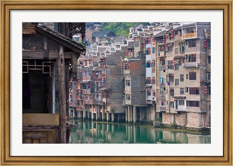 Framed Traditional houses on Wuyang River, Zhenyuan, Guizhou, China Print