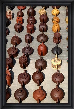 Framed Yixing Teapots For Sale at a Street Market, Shandong Province, Jinan, China Print