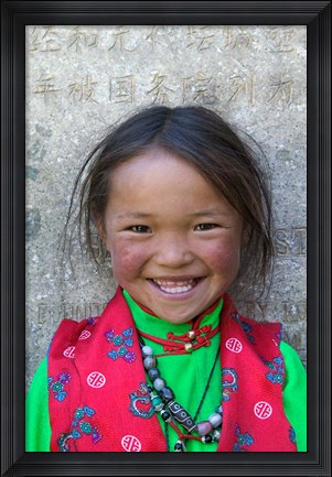 Framed Young Tibetan Girl, Sakya Monastery, Tibet, China Print