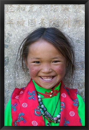 Framed Young Tibetan Girl, Sakya Monastery, Tibet, China Print