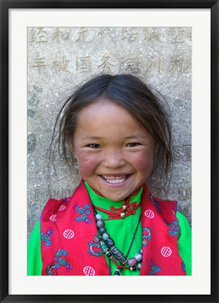 Framed Young Tibetan Girl, Sakya Monastery, Tibet, China Print