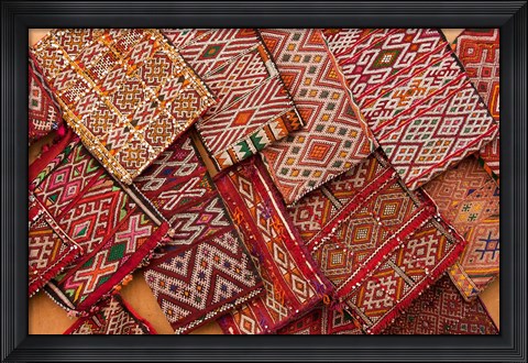 Framed Woven Fabrics, Essaouira, Morocco Print