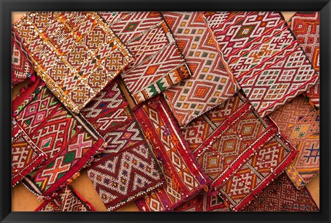 Framed Woven Fabrics, Essaouira, Morocco Print