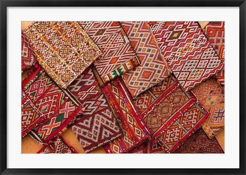 Framed Woven Fabrics, Essaouira, Morocco Print