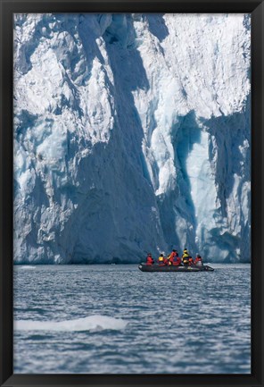 Framed Zodiac with iceberg in the ocean, Antarctica Print