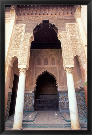 Framed Zellij (Mosaic Tilework) at the Saddian Tombs, Morocco Print