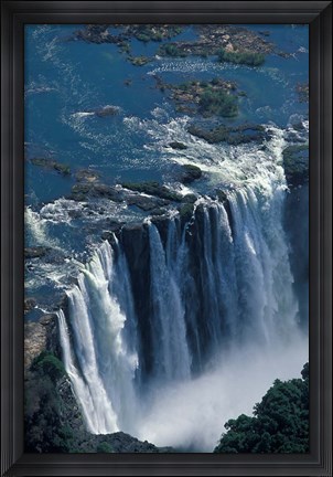 Framed Zambezi River Flowing over Victoria Falls, Mosi-Oa-Tunya National Park, Zambia Print