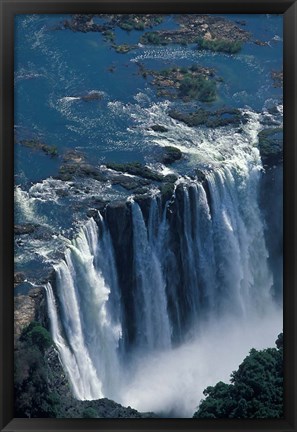 Framed Zambezi River Flowing over Victoria Falls, Mosi-Oa-Tunya National Park, Zambia Print