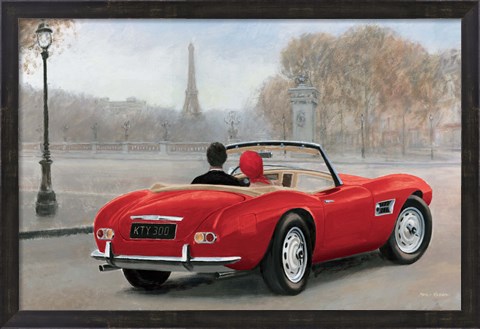 Framed Ride in Paris III Red Car Print