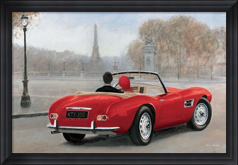 Framed Ride in Paris III Red Car Print
