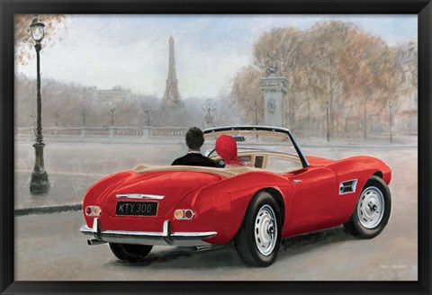 Framed Ride in Paris III Red Car Print