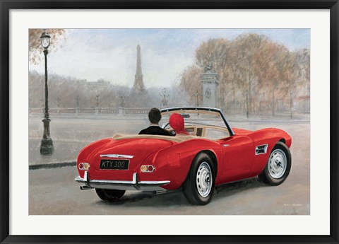 Framed Ride in Paris III Red Car Print